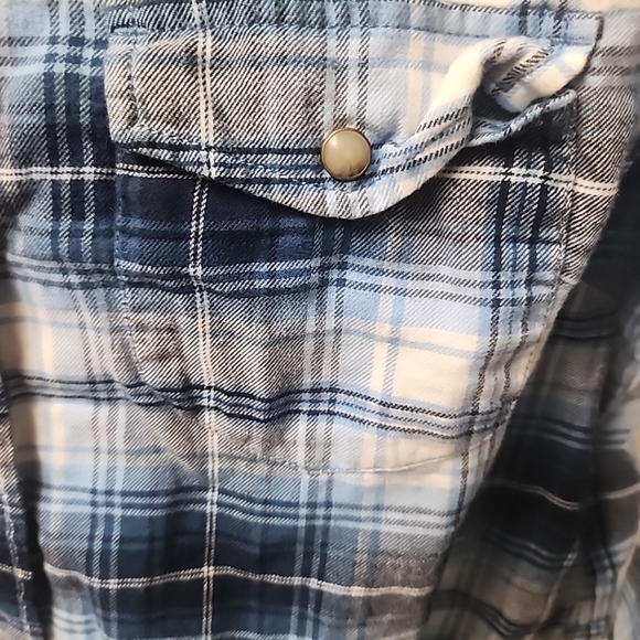 JACHS Girlfriend Ladies Blue Plaid Flannel Shirt - Size Large - Picture 5 of 9